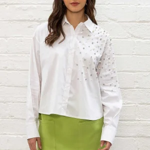 Pala D'oro Sport White Embellished Shirt*Women Tops & Blouses