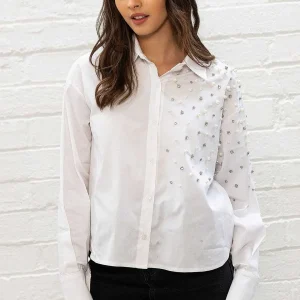 Pala D'oro Sport White Embellished Shirt*Women Tops & Blouses