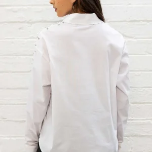 Pala D'oro Sport White Embellished Shirt*Women Tops & Blouses
