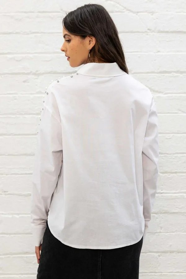 Pala D'oro Sport White Embellished Shirt*Women Tops & Blouses