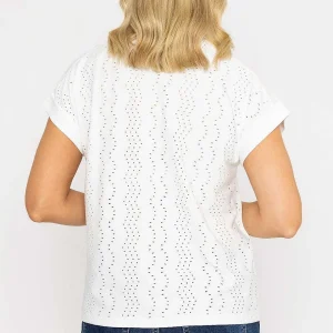 Voulez Vous White Jersey Top With Contrast Fabric*Women Tops & Blouses