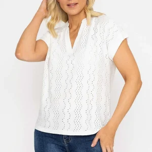 Voulez Vous White Jersey Top With Contrast Fabric*Women Tops & Blouses