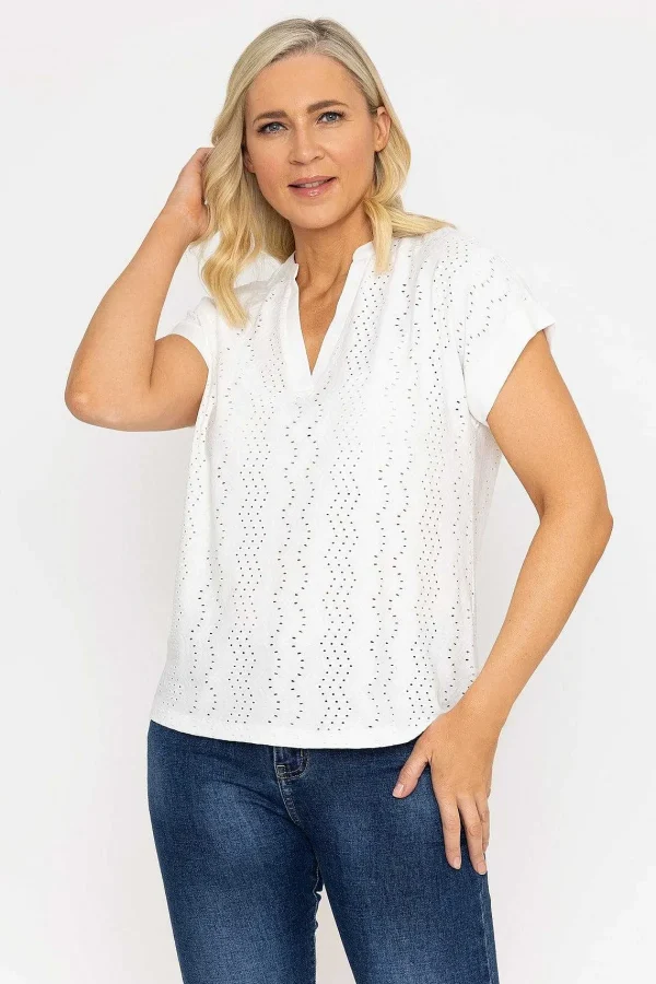 Voulez Vous White Jersey Top With Contrast Fabric*Women Tops & Blouses