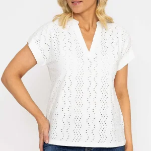 Voulez Vous White Jersey Top With Contrast Fabric*Women Tops & Blouses
