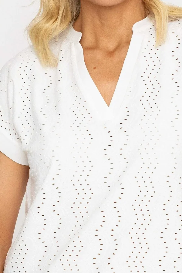 Voulez Vous White Jersey Top With Contrast Fabric*Women Tops & Blouses
