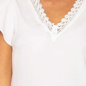 Kelly & Grace Weekend White Lace Trim Top*Women Tops & Blouses