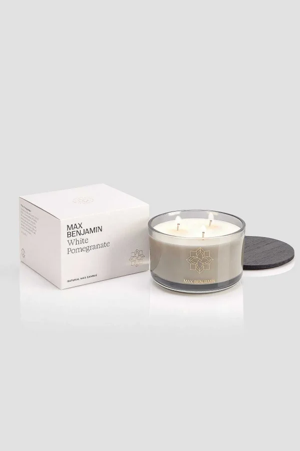 Max Benjamin White Pomegranate 3 Wick Luxury Candle* Homeware