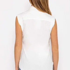 Kelly & Grace Weekend White Textured Sleeveless Blouse*Women Tops & Blouses