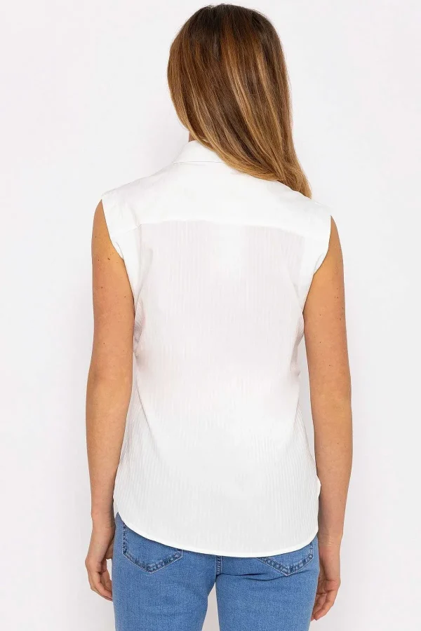 Kelly & Grace Weekend White Textured Sleeveless Blouse*Women Tops & Blouses