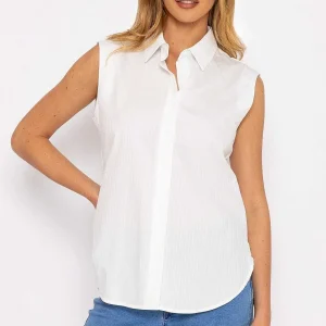 Kelly & Grace Weekend White Textured Sleeveless Blouse*Women Tops & Blouses