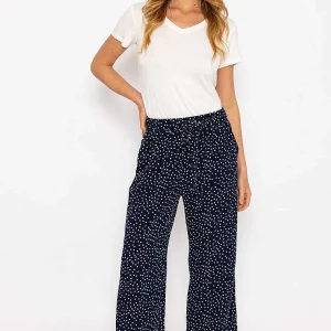 Kelly & Grace Weekend Wide Leg Navy Polka Dot Trousers*Women Jeans & Trousers