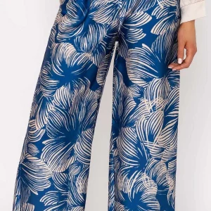 Pala D'oro Wide Leg Trousers In Blue Print*Women Jeans & Trousers