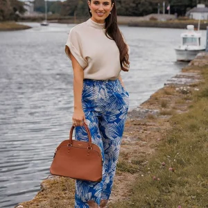 Pala D'oro Wide Leg Trousers In Blue Print*Women Jeans & Trousers