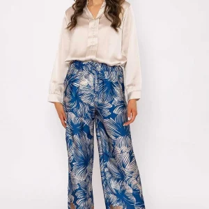 Pala D'oro Wide Leg Trousers In Blue Print*Women Jeans & Trousers