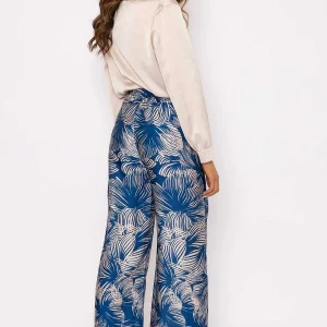 Pala D'oro Wide Leg Trousers In Blue Print*Women Jeans & Trousers