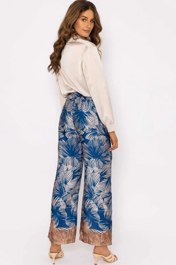 Pala D'oro Wide Leg Trousers In Blue Print*Women Jeans & Trousers