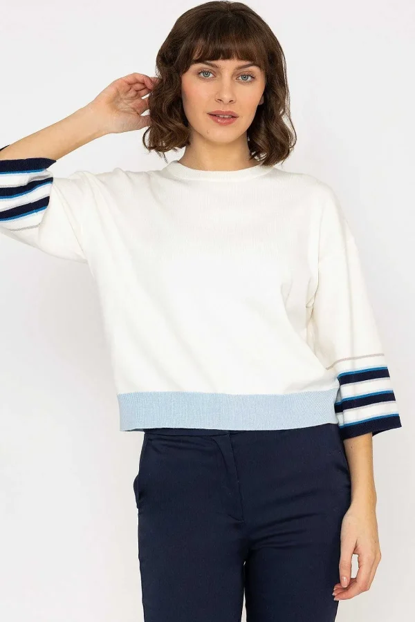Rowen Avenue Wide Sleeve Stripe Knit In Ecru*Women Jumpers & Cardigans