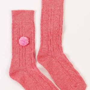 Cherish Accessories Wool Blend Pom Pom Socks In Pink*Women Nightwear