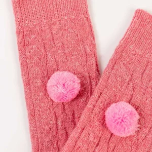 Cherish Accessories Wool Blend Pom Pom Socks In Pink*Women Nightwear