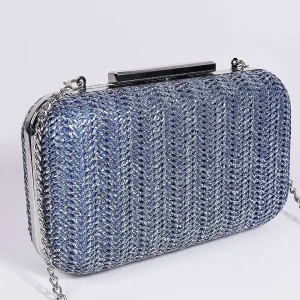 SOUL Accessories Woven Metallic Clutch In Navy* Teenager