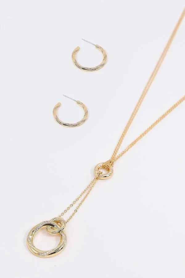 Joularie Wrapped Diamante Necklace In Gold* Necklaces