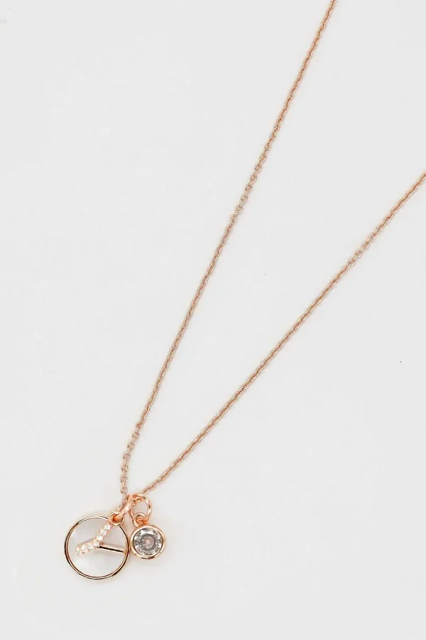 Cherish Y Initial Necklace In Rose Gold* Jewellery