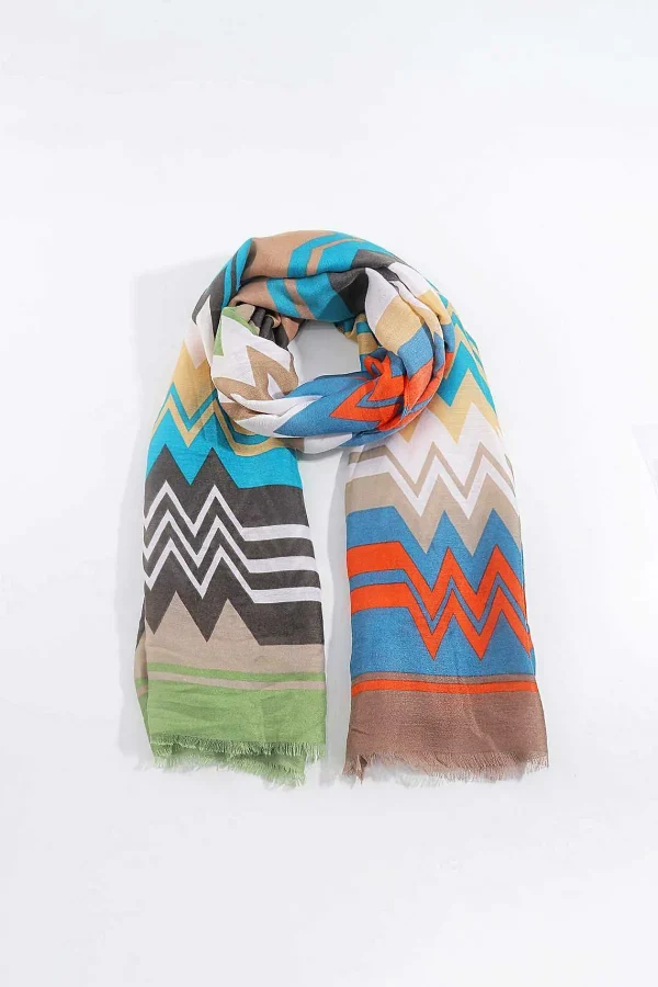 SOUL Accessories Zig Zag Print Scarf In Khaki* Accessories