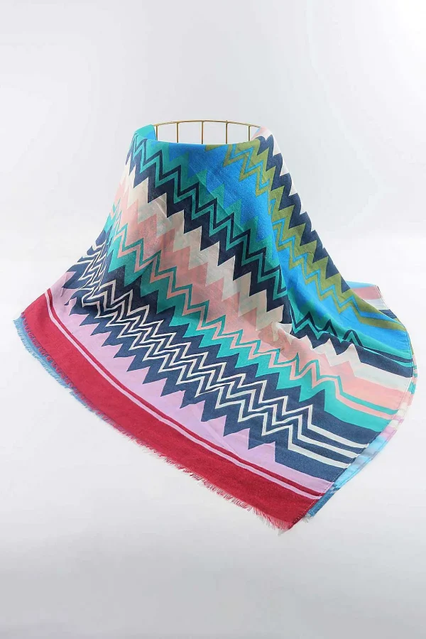 SOUL Accessories Zig Zag Print Scarf In Navy* Accessories