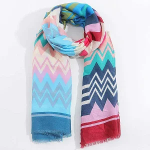 SOUL Accessories Zig Zag Print Scarf In Navy* Accessories