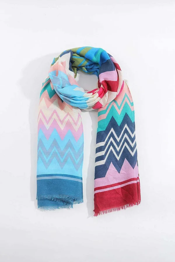 SOUL Accessories Zig Zag Print Scarf In Navy* Accessories
