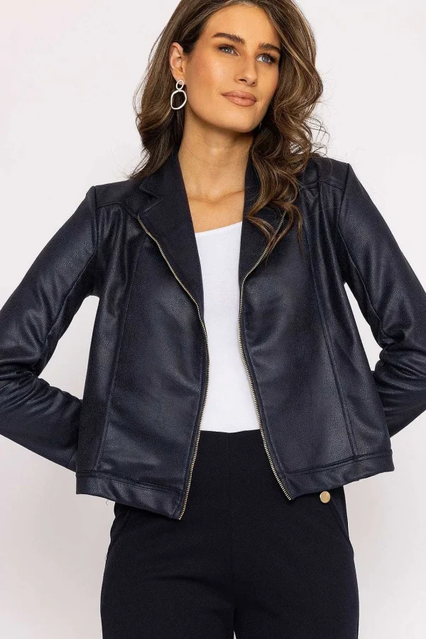 J'aime la Vie Zip Jacket In Navy*Women Coats & Jackets