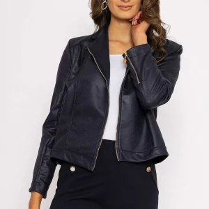 J'aime la Vie Zip Jacket In Navy*Women Coats & Jackets