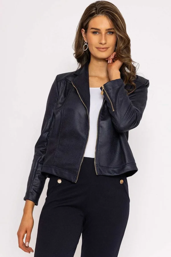 J'aime la Vie Zip Jacket In Navy*Women Coats & Jackets