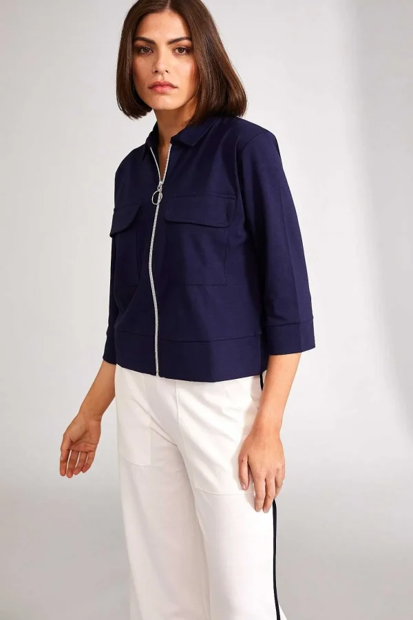 Peruzzi Zip Jacket With Pockets In Navy*Women Coats & Jackets