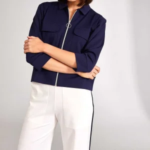 Peruzzi Zip Jacket With Pockets In Navy*Women Coats & Jackets