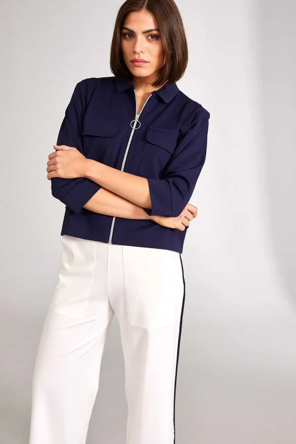 Peruzzi Zip Jacket With Pockets In Navy*Women Coats & Jackets