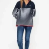 West Quay 1/2 Zip Stripe Sweatshirt In Navy*Women Hoodies & Sweatshirts