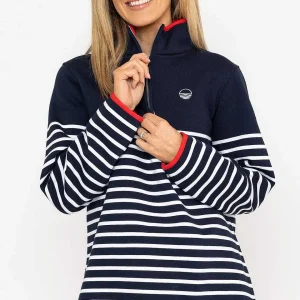 West Quay 1/2 Zip Stripe Sweatshirt In Navy*Women Hoodies & Sweatshirts