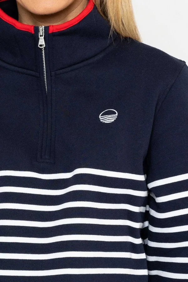 West Quay 1/2 Zip Stripe Sweatshirt In Navy*Women Hoodies & Sweatshirts