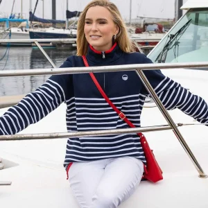 West Quay 1/2 Zip Stripe Sweatshirt In Navy*Women Hoodies & Sweatshirts