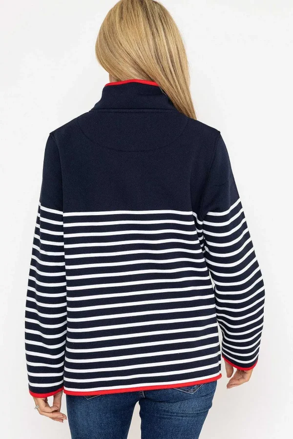 West Quay 1/2 Zip Stripe Sweatshirt In Navy*Women Hoodies & Sweatshirts
