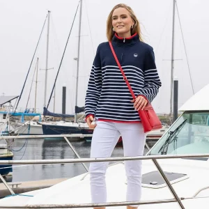 West Quay 1/2 Zip Stripe Sweatshirt In Navy*Women Hoodies & Sweatshirts