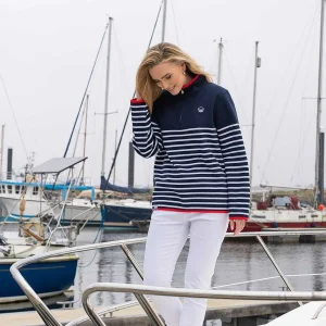 West Quay 1/2 Zip Stripe Sweatshirt In Navy*Women Hoodies & Sweatshirts